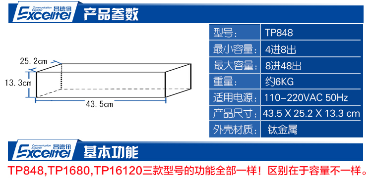 昌德讯TP848程控电话交换机